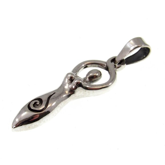 Solid 925 Sterling Silver Spiral Goddess Pendant – Feminine Energy Symbol Charm - Picture 8 of 9
